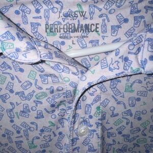 J. Crew Men's Polo Shirt - Blue and Green Pattern